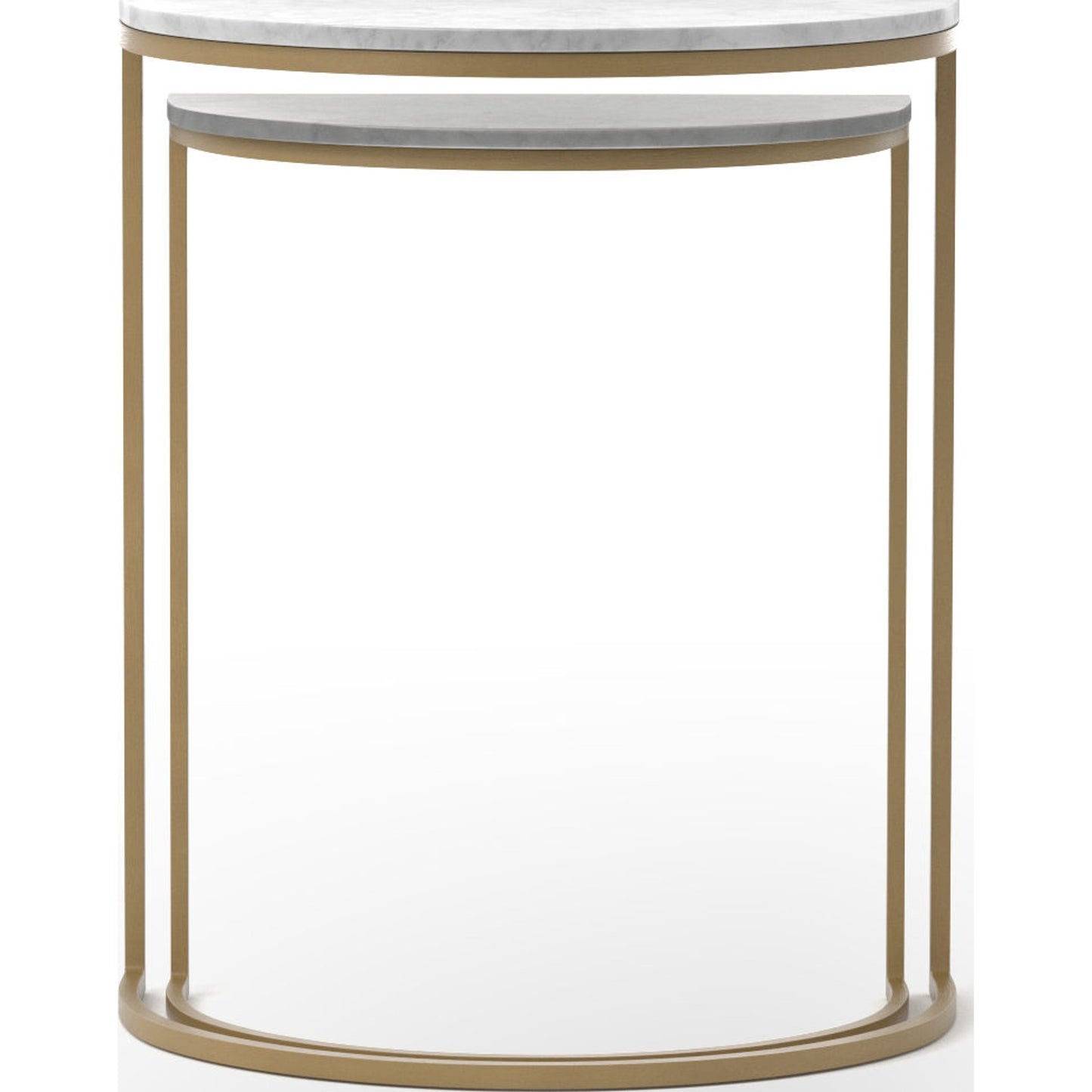 002 S-279147 | Additional Silo | Ane Nesting Tables by Four Hands in matte brass and iron matte brass, white marble. Made from solid marble, iron in a modern style.
