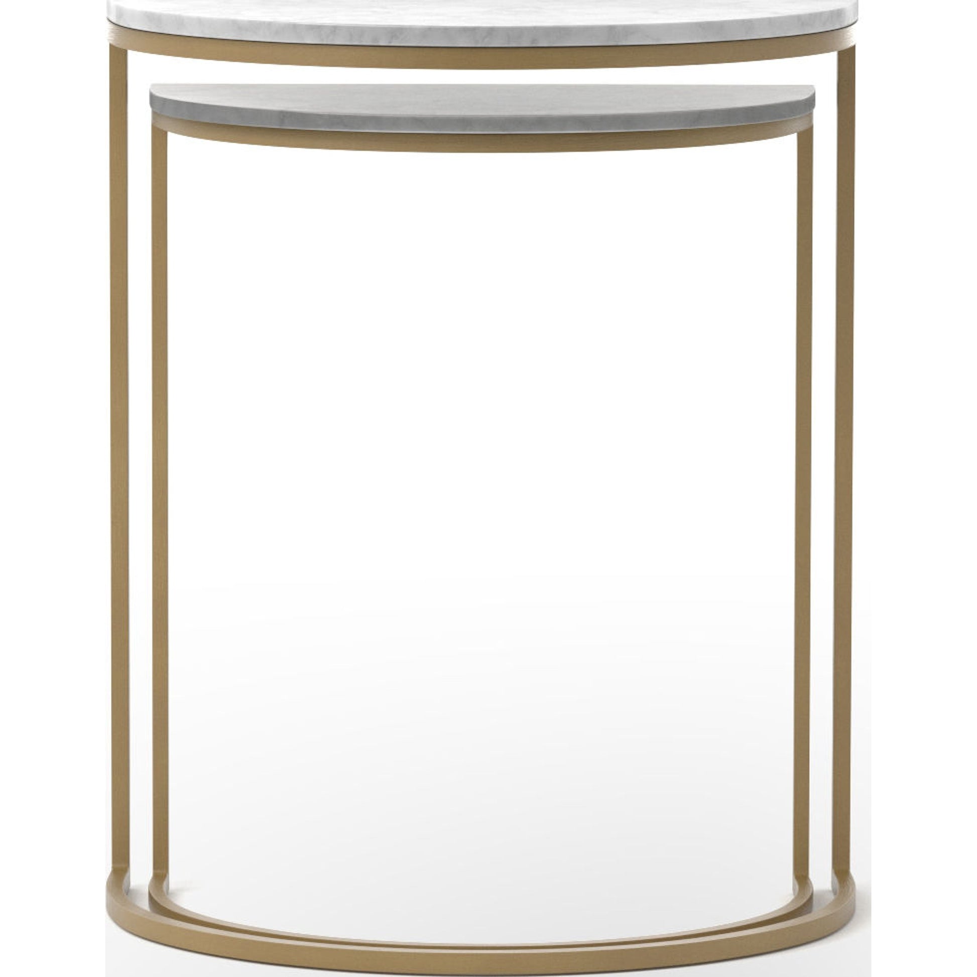 Ane Nesting Tables by Four Hands in matte brass and iron matte brass, white marble. Made from solid marble, iron in a modern style.