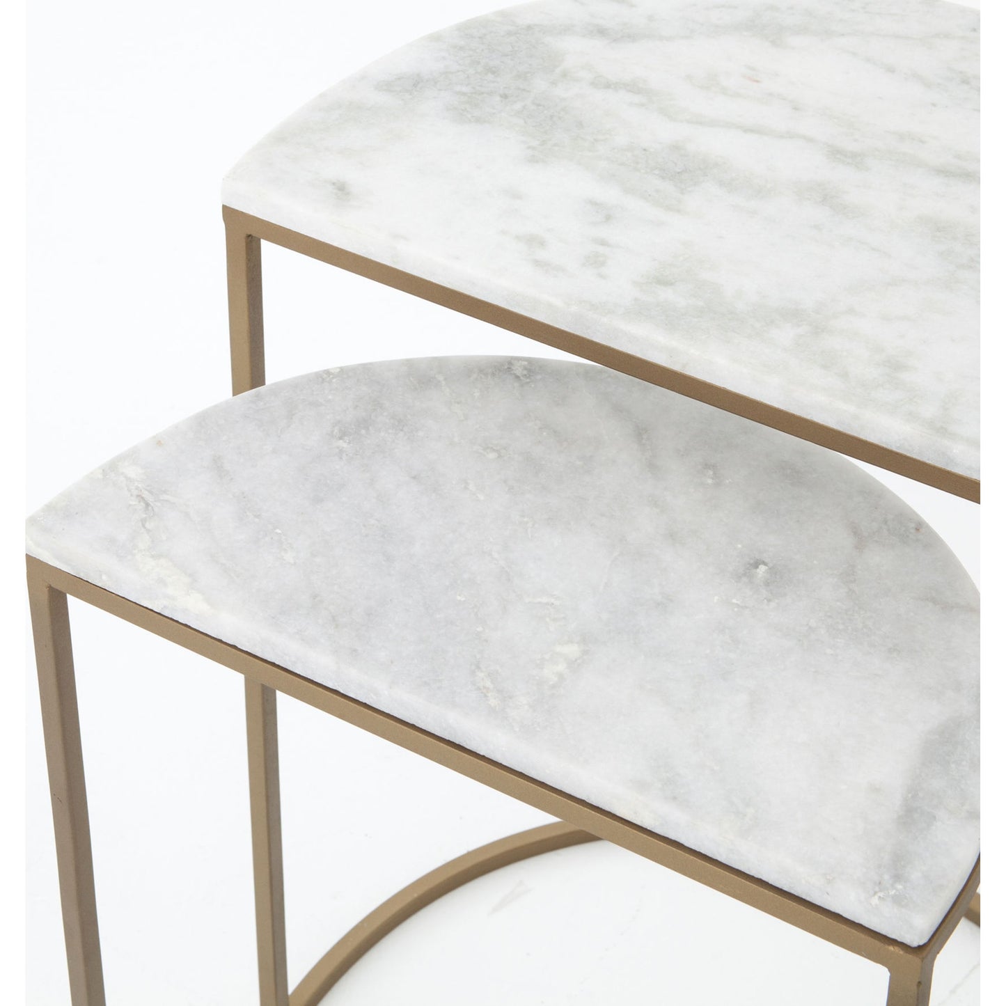 003 S-279147 | Additional Silo | Ane Nesting Tables by Four Hands in matte brass and iron matte brass, white marble. Made from solid marble, iron in a modern style.