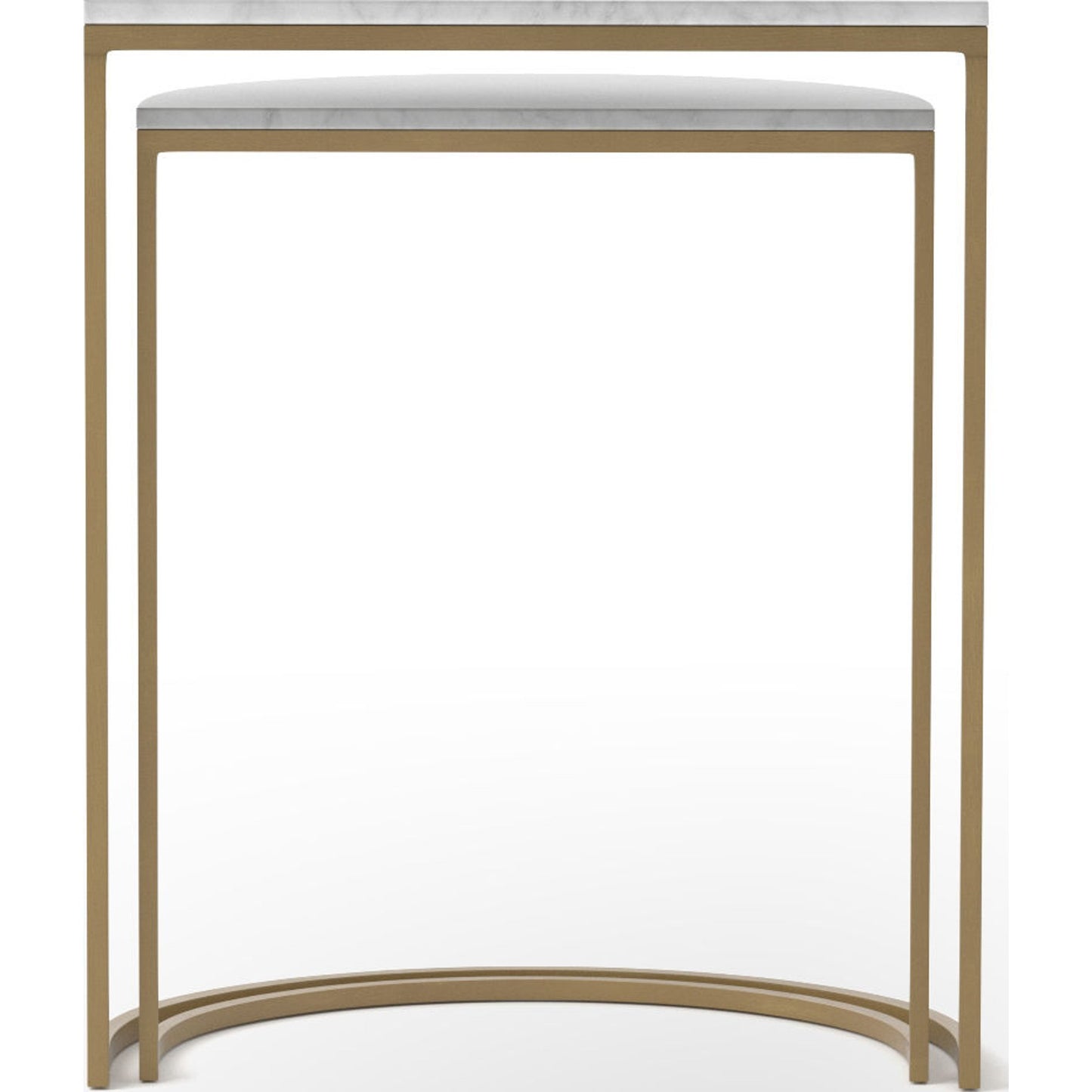 005 S-279147 | Additional Silo | Ane Nesting Tables by Four Hands in matte brass and iron matte brass, white marble. Made from solid marble, iron in a modern style.
