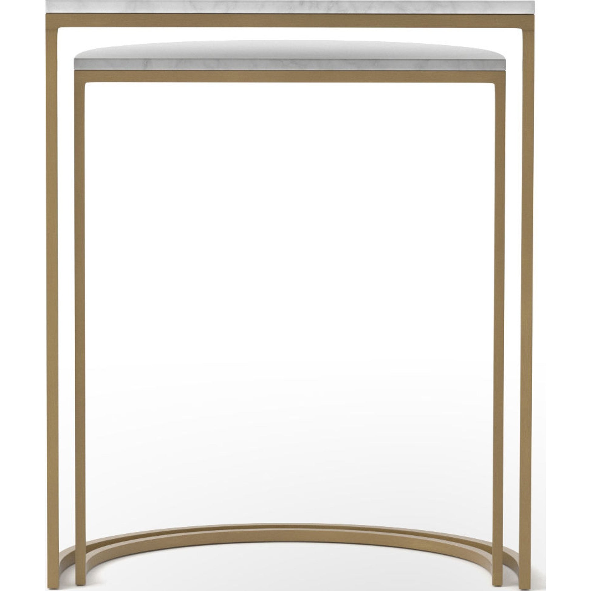 Ane Nesting Tables by Four Hands in matte brass and iron matte brass, white marble. Made from solid marble, iron in a modern style.
