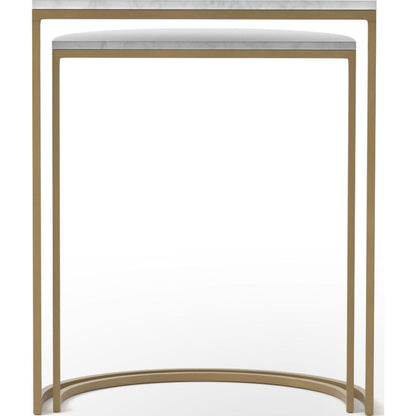 Ane Nesting Tables by Four Hands in matte brass and iron matte brass, white marble. Made from solid marble, iron in a modern style.