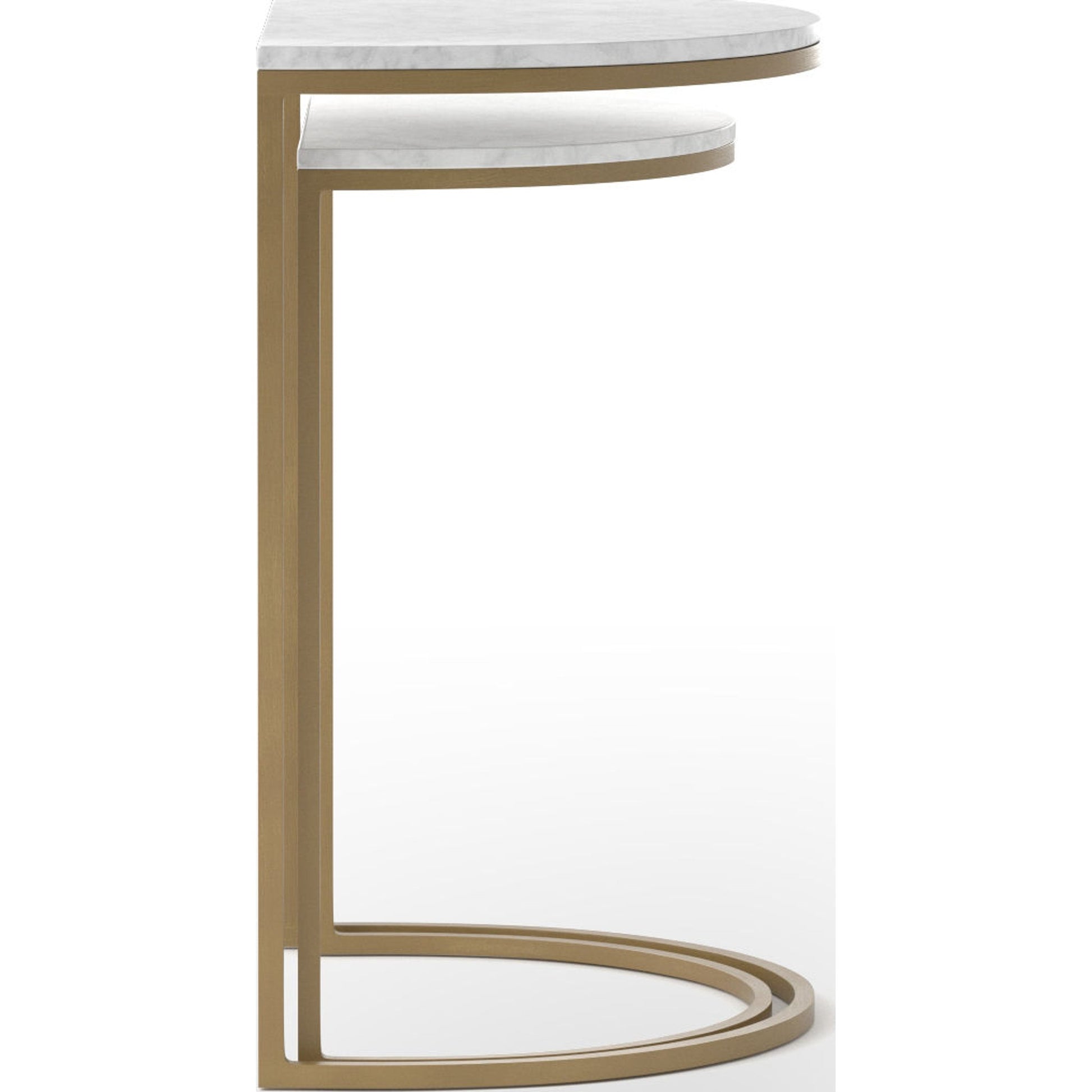 Ane Nesting Tables by Four Hands in matte brass and iron matte brass, white marble. Made from solid marble, iron in a modern style.