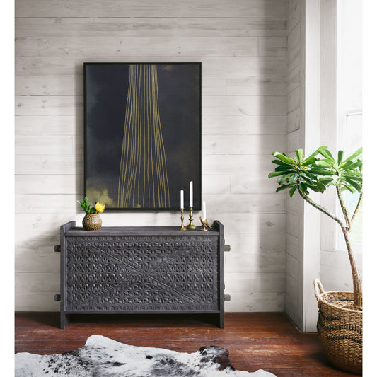 Columbus Trunk Console by Four Hands in dark totem. Made from solid mixed reclaimed wood in a modern style.