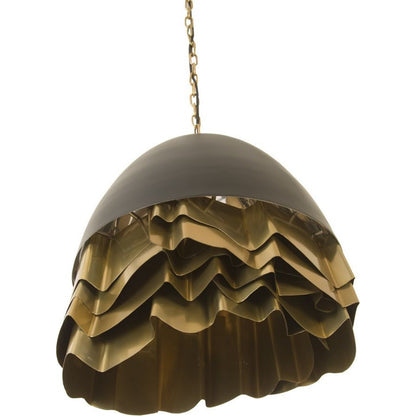 Ruffle Chandelier by Phillips Collection in black, gold and brass. Made from metal in a modern style.