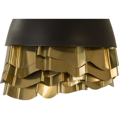 Ruffle Chandelier by Phillips Collection in black, gold and brass. Made from metal in a modern style.