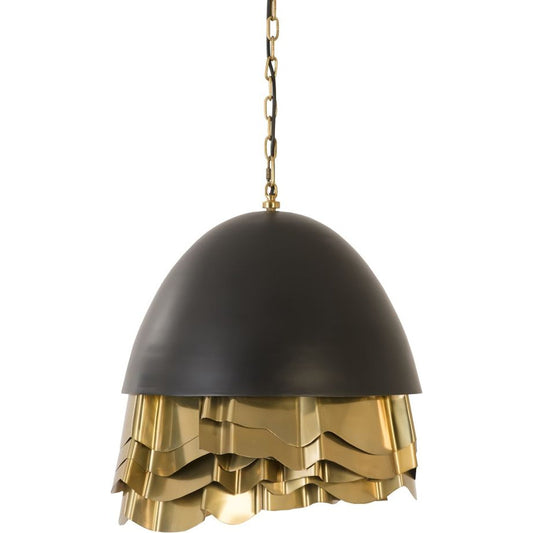 Ruffle Chandelier by Phillips Collection in black, gold and brass. Made from metal in a modern style.