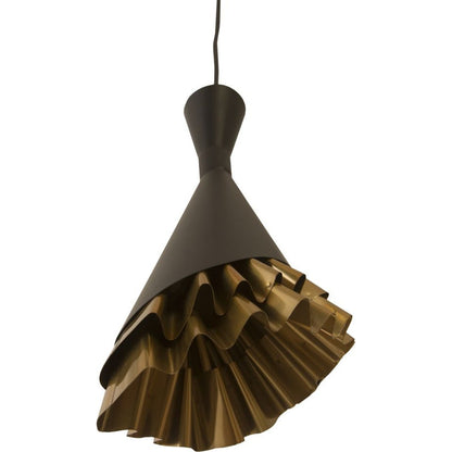 Ruffle Pendant Lamp by Phillips Collection in black, gold and brass. Made from metal in a eclectic & global style.
