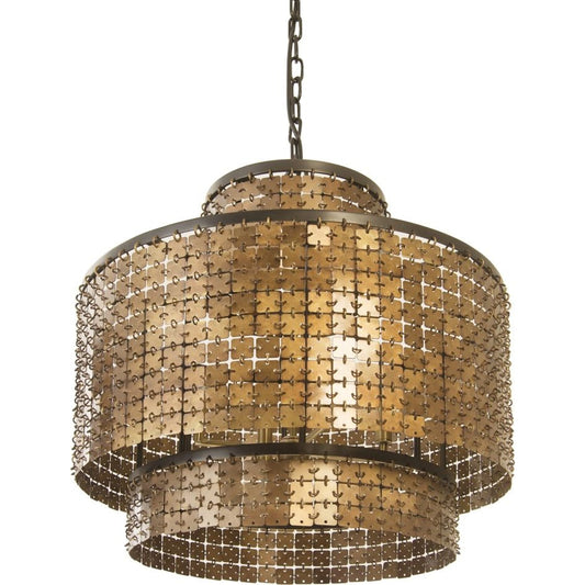 Armor Chandelier by Phillips Collection in brown and brass. Made from metal in a eclectic & global style.