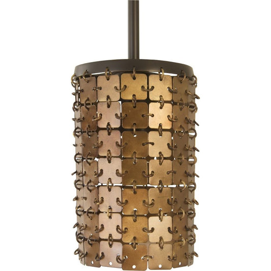 Armor Pendant Lamp by Phillips Collection in brown and brass. Made from metal in a modern style.