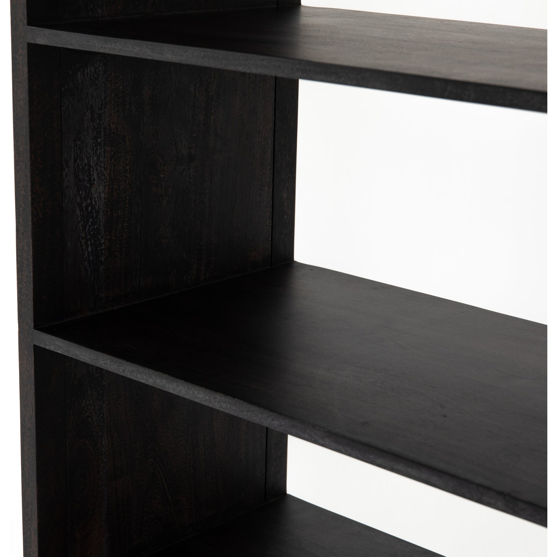 Caprice Bookshelf by Four Hands in washed black. Made from solid acacia in a modern style.