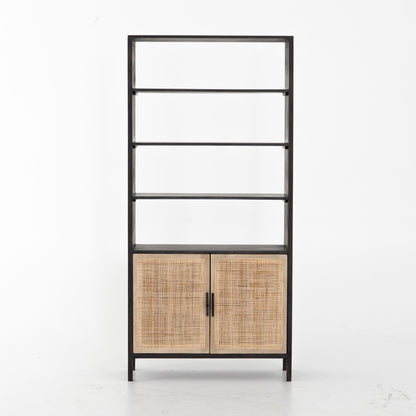 Caprice Bookshelf by Four Hands in washed black. Made from solid acacia in a modern style.