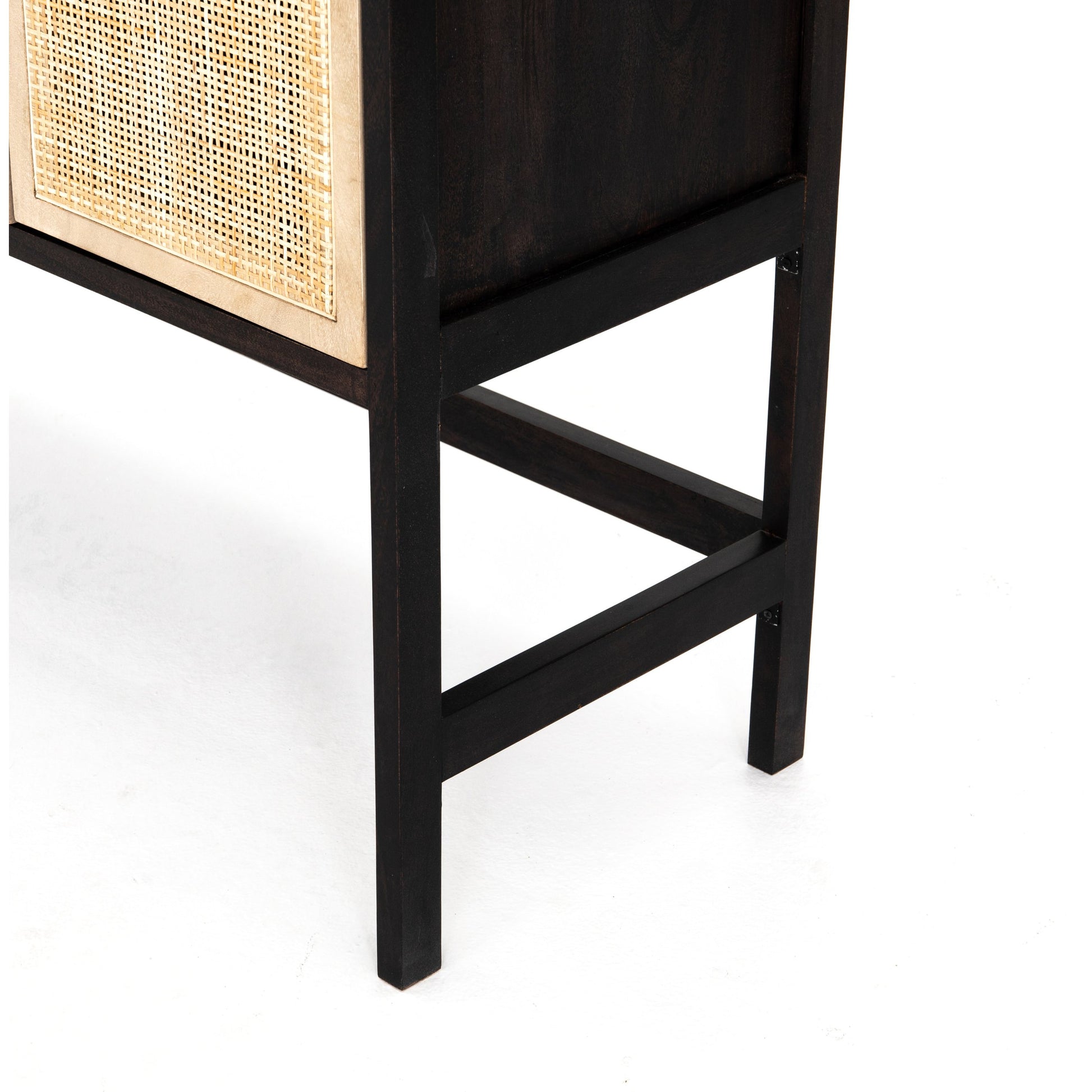 Caprice Cabinet by Four Hands in black wash mango, black natural cane. Made from cane, solid mango in a eclectic & global style.