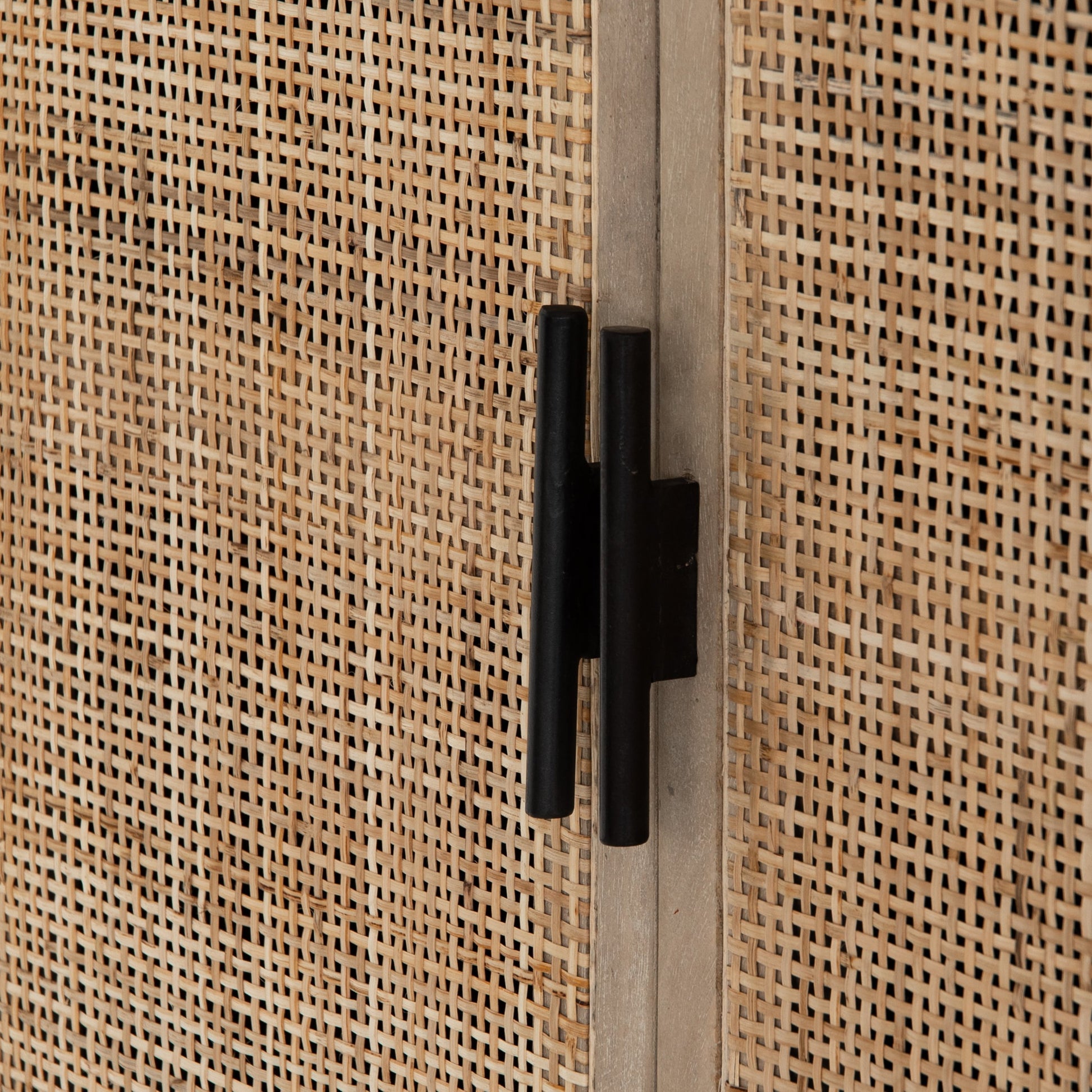 Caprice Cabinet by Four Hands in black wash mango, black natural cane. Made from cane, solid mango in a eclectic & global style.