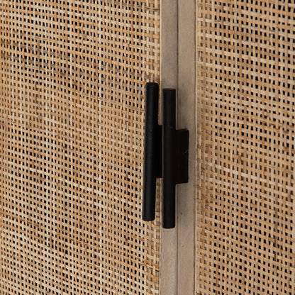 Caprice Cabinet by Four Hands in black wash mango, black natural cane. Made from cane, solid mango in a eclectic & global style.