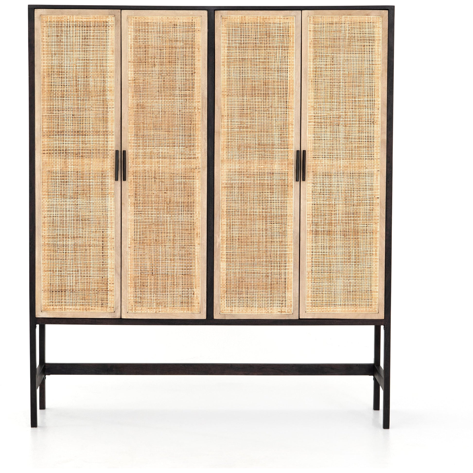 Caprice Cabinet by Four Hands in black wash mango, black natural cane. Made from cane, solid mango in a eclectic & global style.