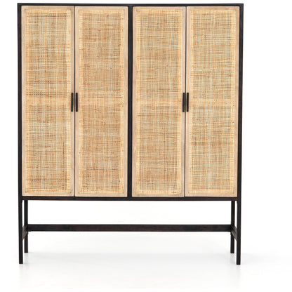 Caprice Cabinet by Four Hands in black wash mango, black natural cane. Made from cane, solid mango in a eclectic & global style.