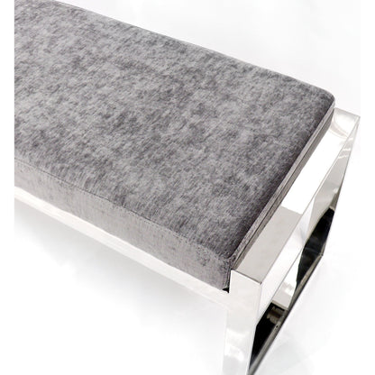 Luxe Ottoman by Pasargad Home in chrome. Made from unique in a modern style.