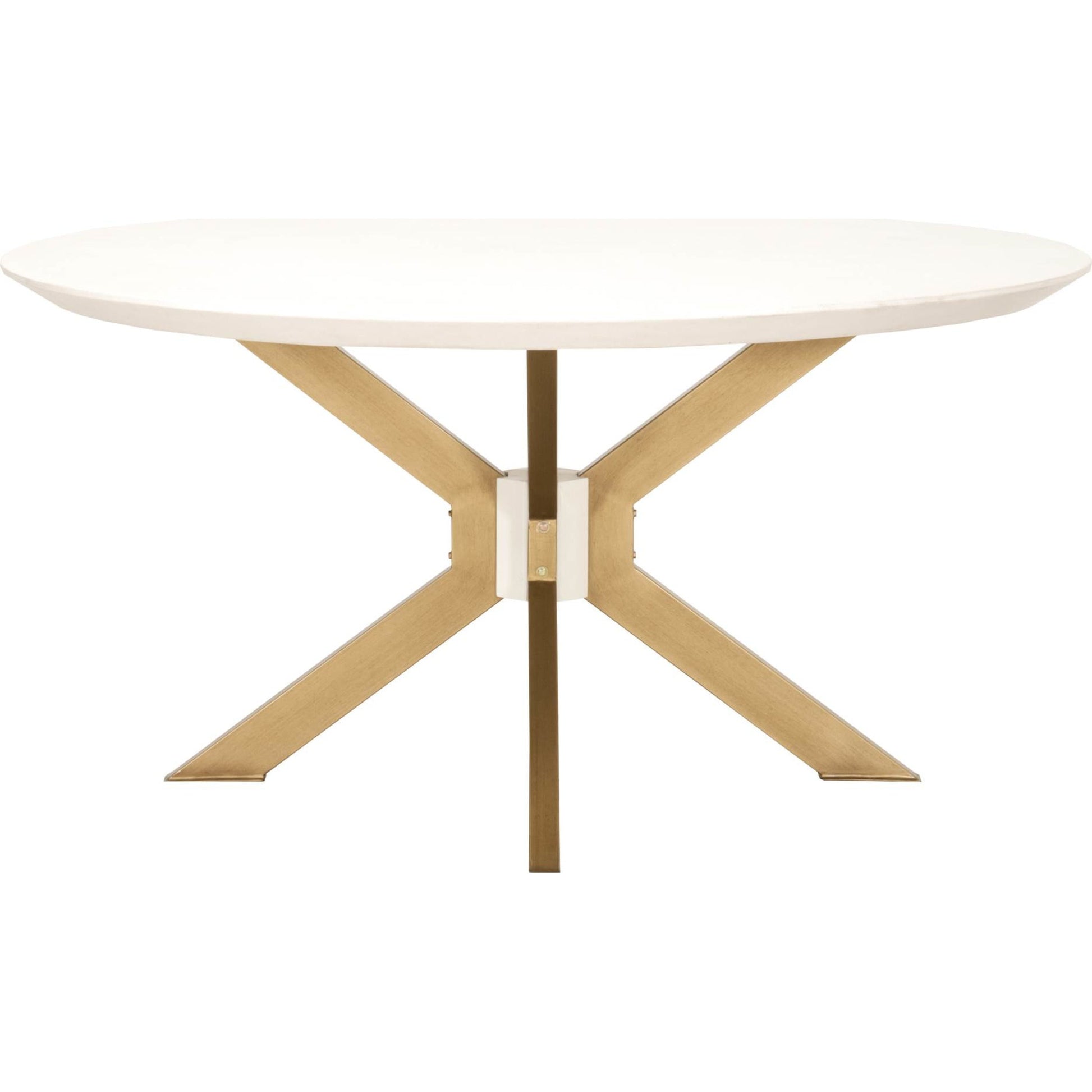 Industry Dining Table by Essentials For Living in ivory concrete, brass. Made from metal, concrete, wood in a modern style.