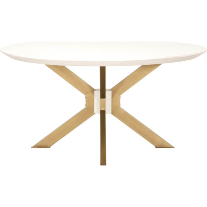 Industry Dining Table by Essentials For Living in ivory concrete, brass. Made from metal, concrete, wood in a modern style.