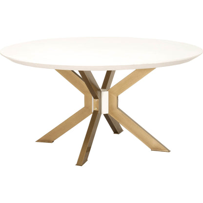 Industry Dining Table by Essentials For Living in ivory concrete, brass. Made from metal, concrete, wood in a modern style.