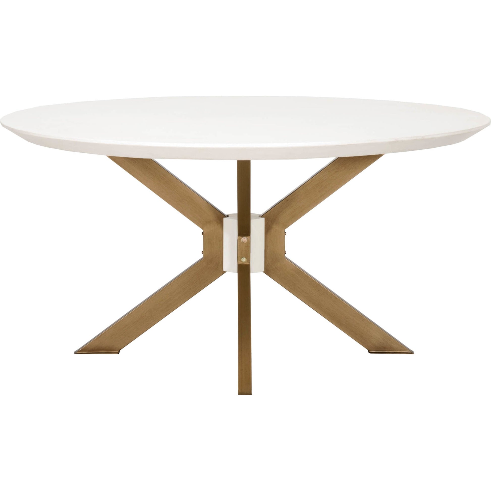 Industry Dining Table by Essentials For Living in ivory concrete, brass. Made from metal, concrete, wood in a modern style.