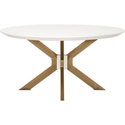 Industry Dining Table by Essentials For Living in ivory concrete, brass. Made from metal, concrete, wood in a modern style.