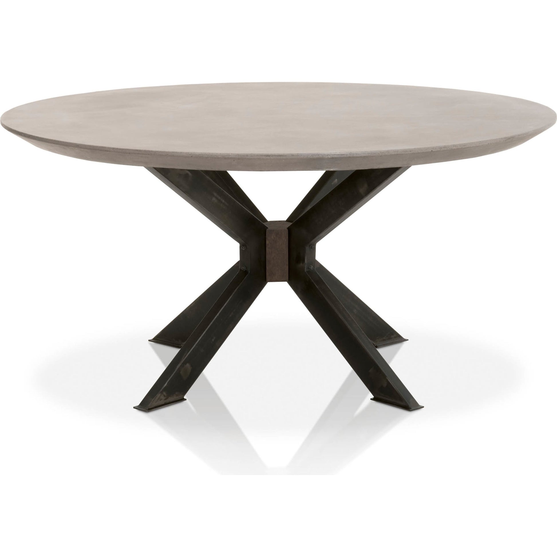 Industry Dining Table by Essentials For Living in ivory concrete, brass. Made from metal, concrete, wood in a modern style.