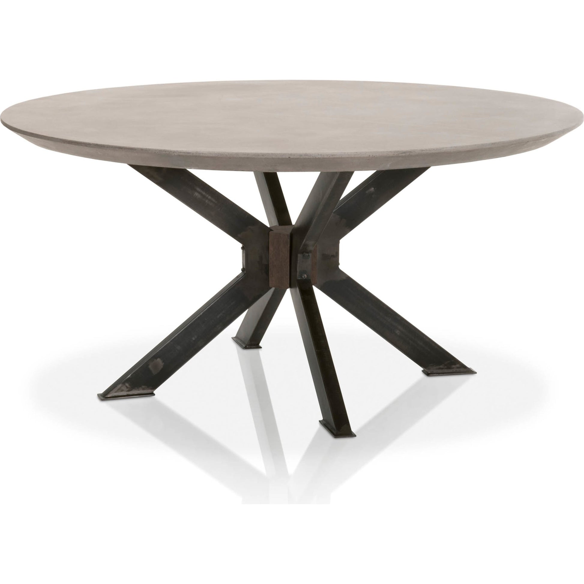 Industry Dining Table by Essentials For Living in ivory concrete, brass. Made from metal, concrete, wood in a modern style.
