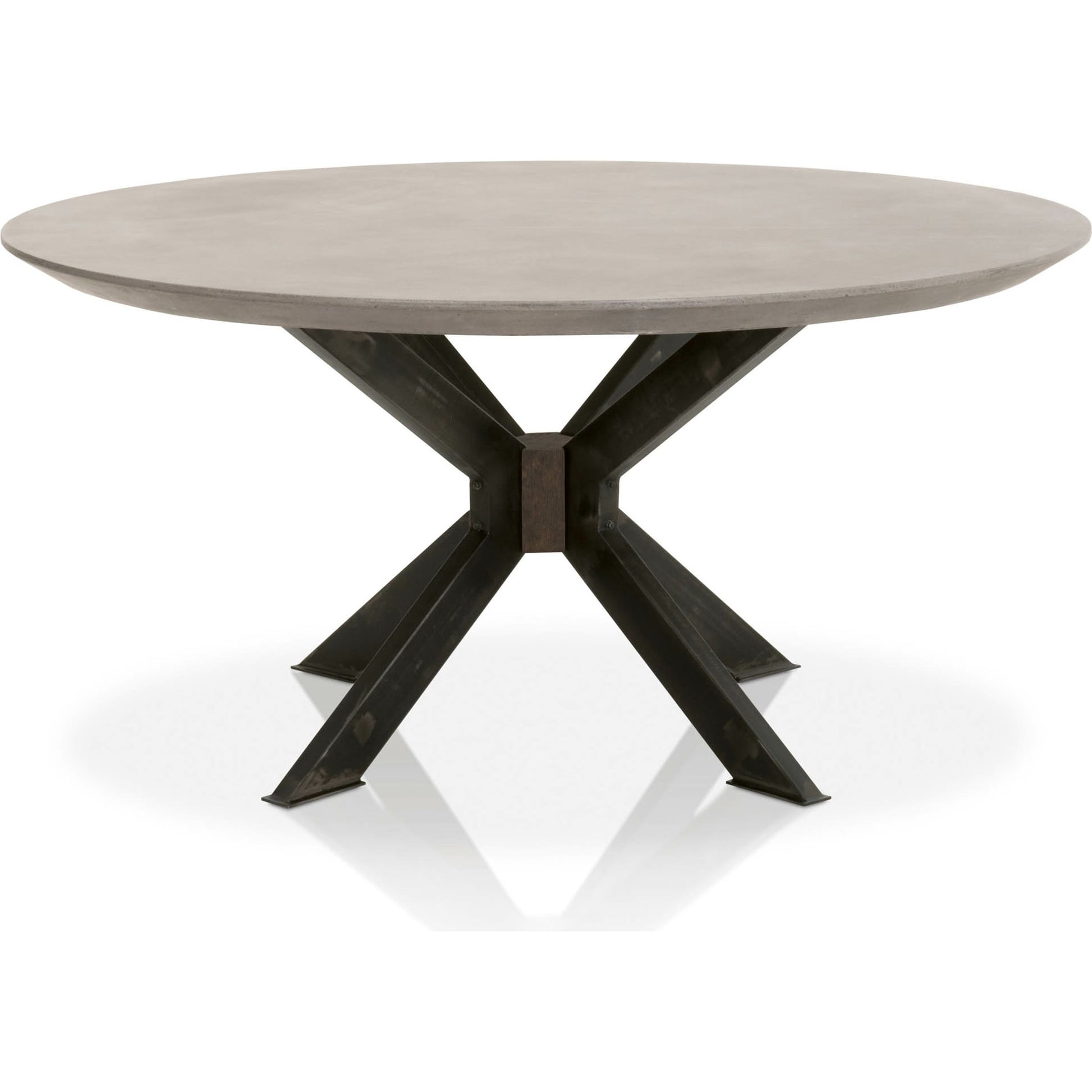 Industry Dining Table by Essentials For Living in ivory concrete, brass. Made from metal, concrete, wood in a modern style.