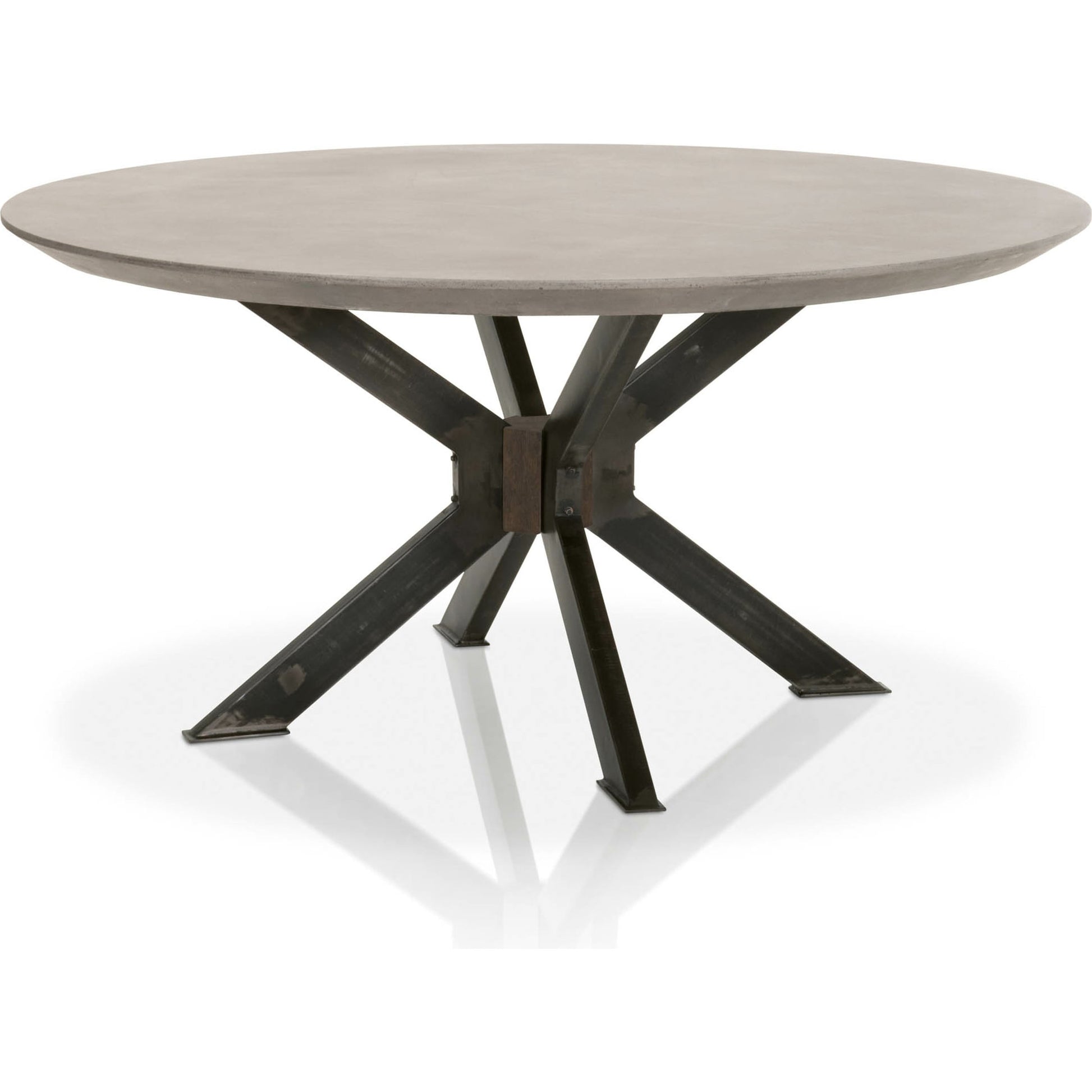 Industry Dining Table by Essentials For Living in ivory concrete, brass. Made from metal, concrete, wood in a modern style.