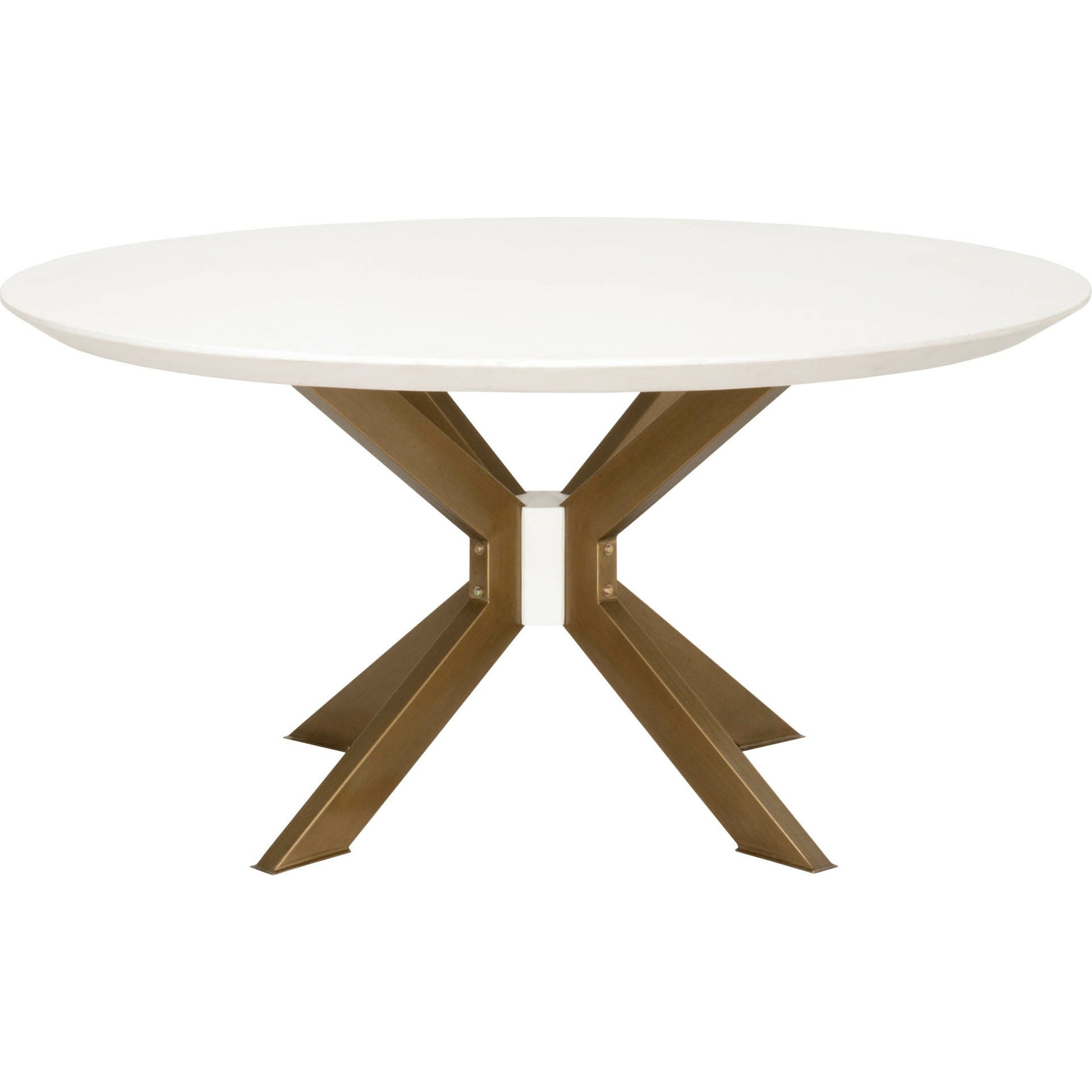 Industry Dining Table by Essentials For Living in ivory concrete, brass. Made from metal, concrete, wood in a modern style.