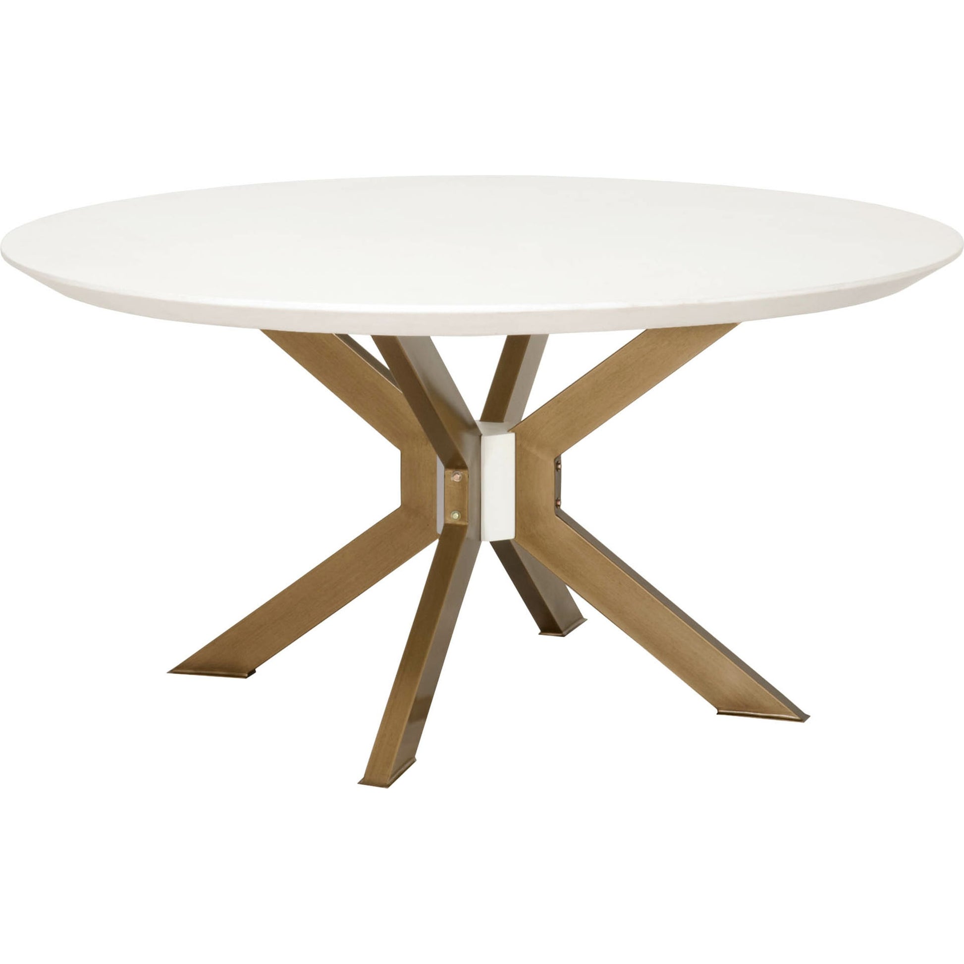 Industry Dining Table by Essentials For Living in ivory concrete, brass. Made from metal, concrete, wood in a modern style.
