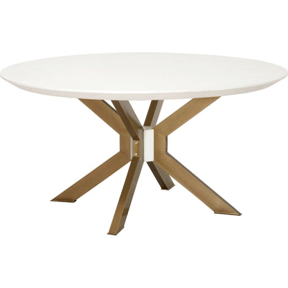 Industry Dining Table by Essentials For Living in ivory concrete, brass. Made from metal, concrete, wood in a modern style.
