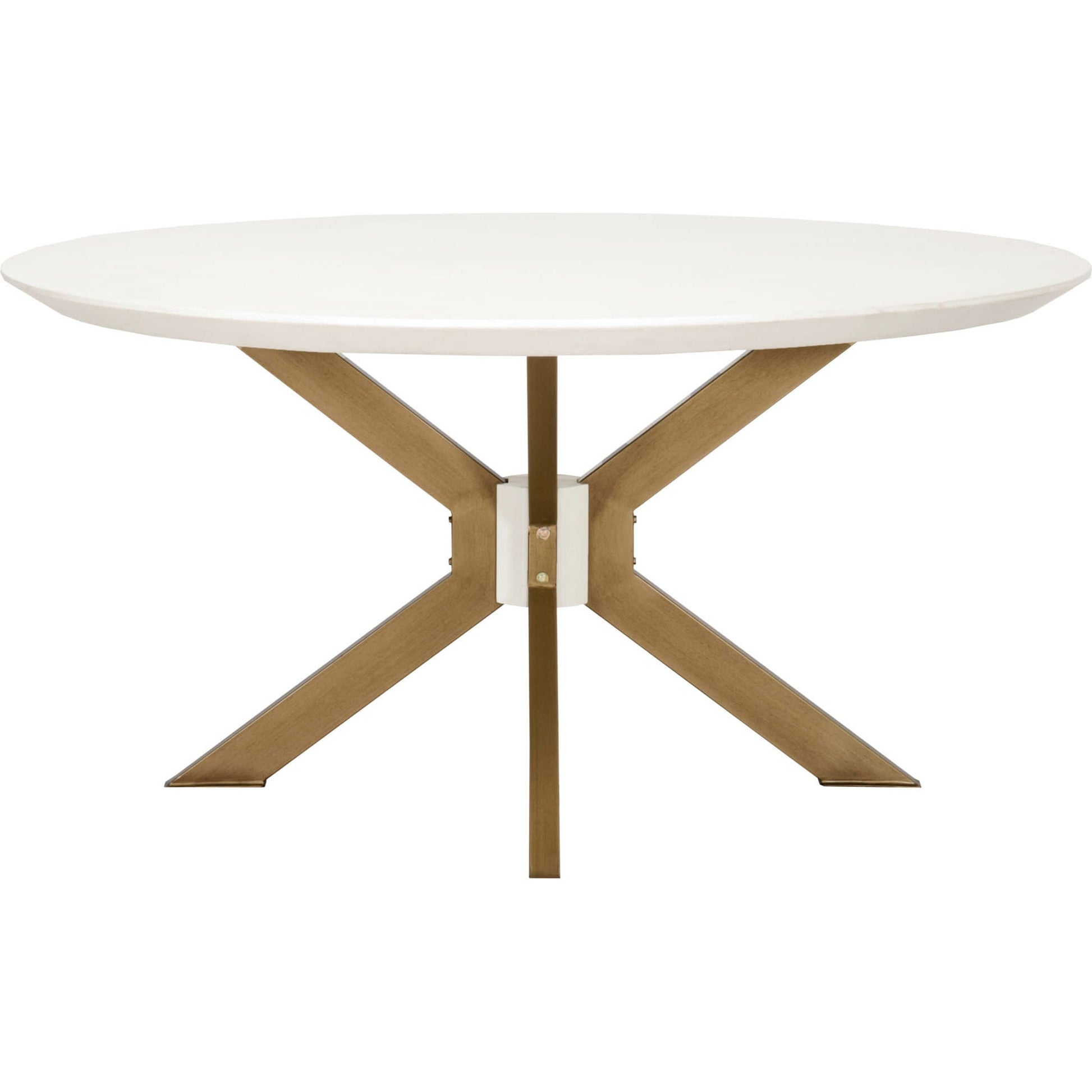 Industry Dining Table by Essentials For Living in ivory concrete, brass. Made from metal, concrete, wood in a modern style.