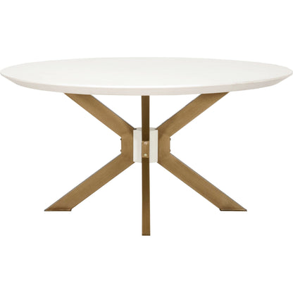 Industry Dining Table by Essentials For Living in ivory concrete, brass. Made from metal, concrete, wood in a modern style.