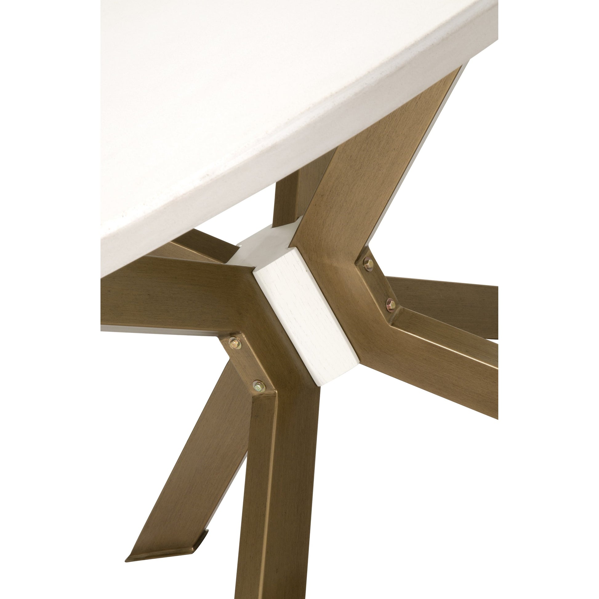 Industry Dining Table by Essentials For Living in ivory concrete, brass. Made from metal, concrete, wood in a modern style.