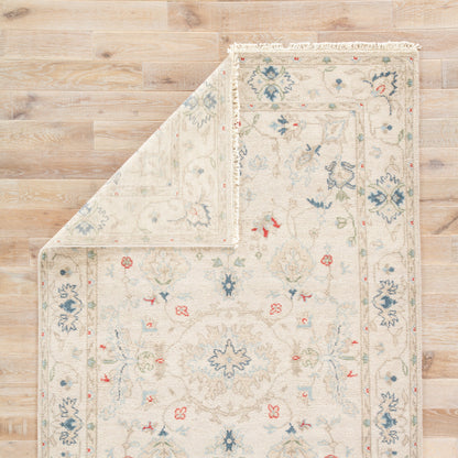 Hacci Rug by Jaipur Living in cream, blue. Made from 100% wool in a unique style.
