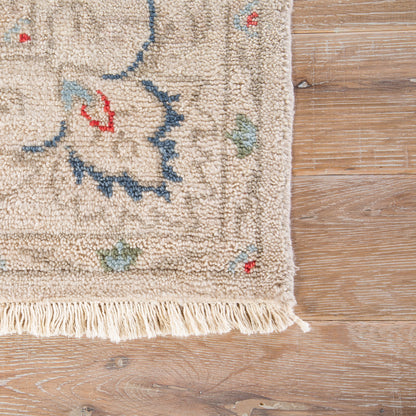 Hacci Rug by Jaipur Living in cream, blue. Made from 100% wool in a unique style.