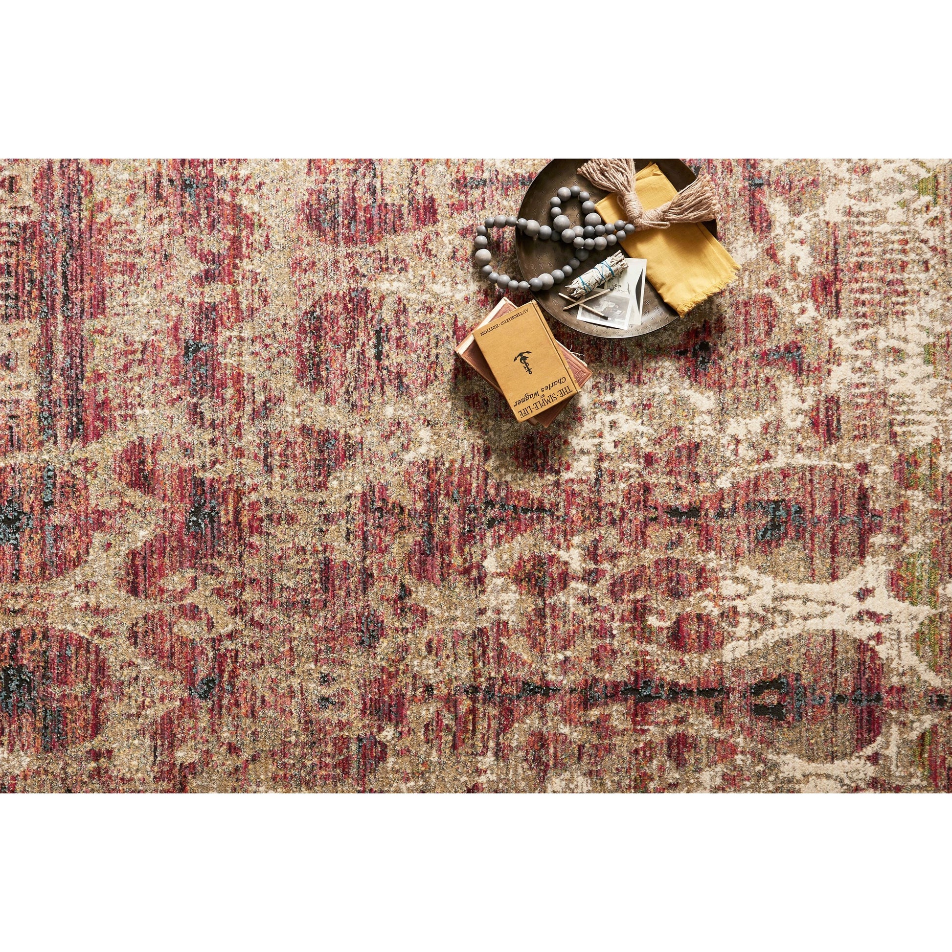 Javari JV-10 Rug by Loloi in drizzle, berry. Made from polyester, polypropylene in a transitional style.