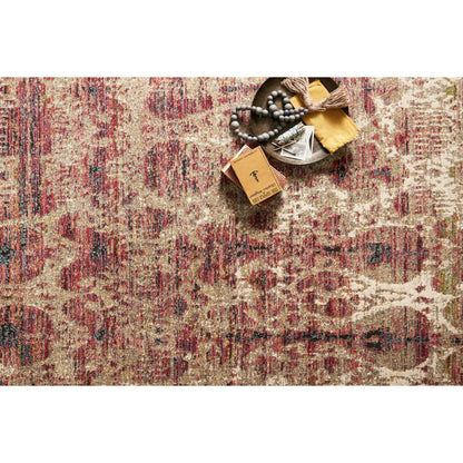 Javari JV-10 Rug by Loloi in drizzle, berry. Made from polyester, polypropylene in a transitional style.