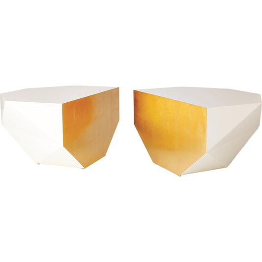 Gema Coffee Table by Global Views in ivory, gold. Made from mdf in a modern style.
