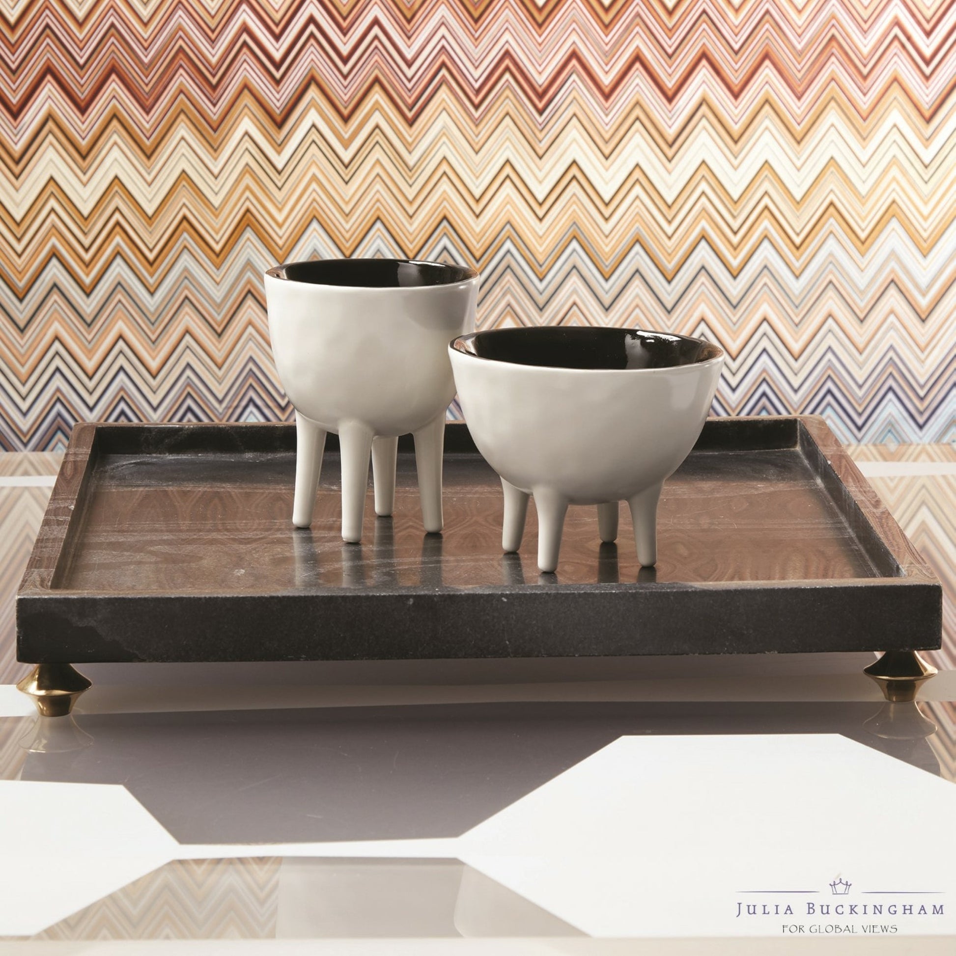 Quintessential Square Tray by Global Views. Made from marble in a traditional style.