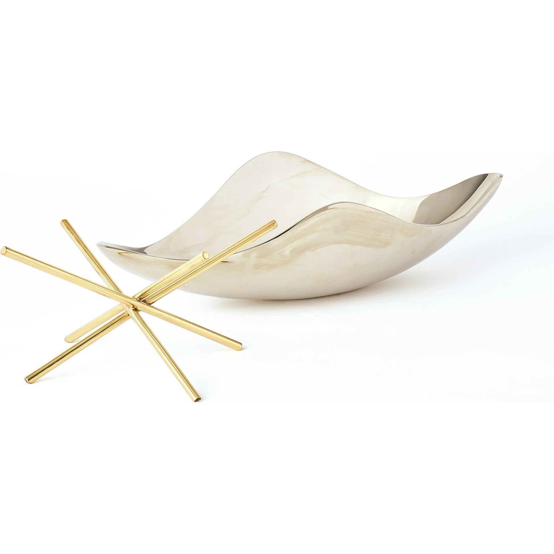 Thistle Decorative Bowl with Brass Stand by Global Views. Made from aluminum, brass in a modern style.