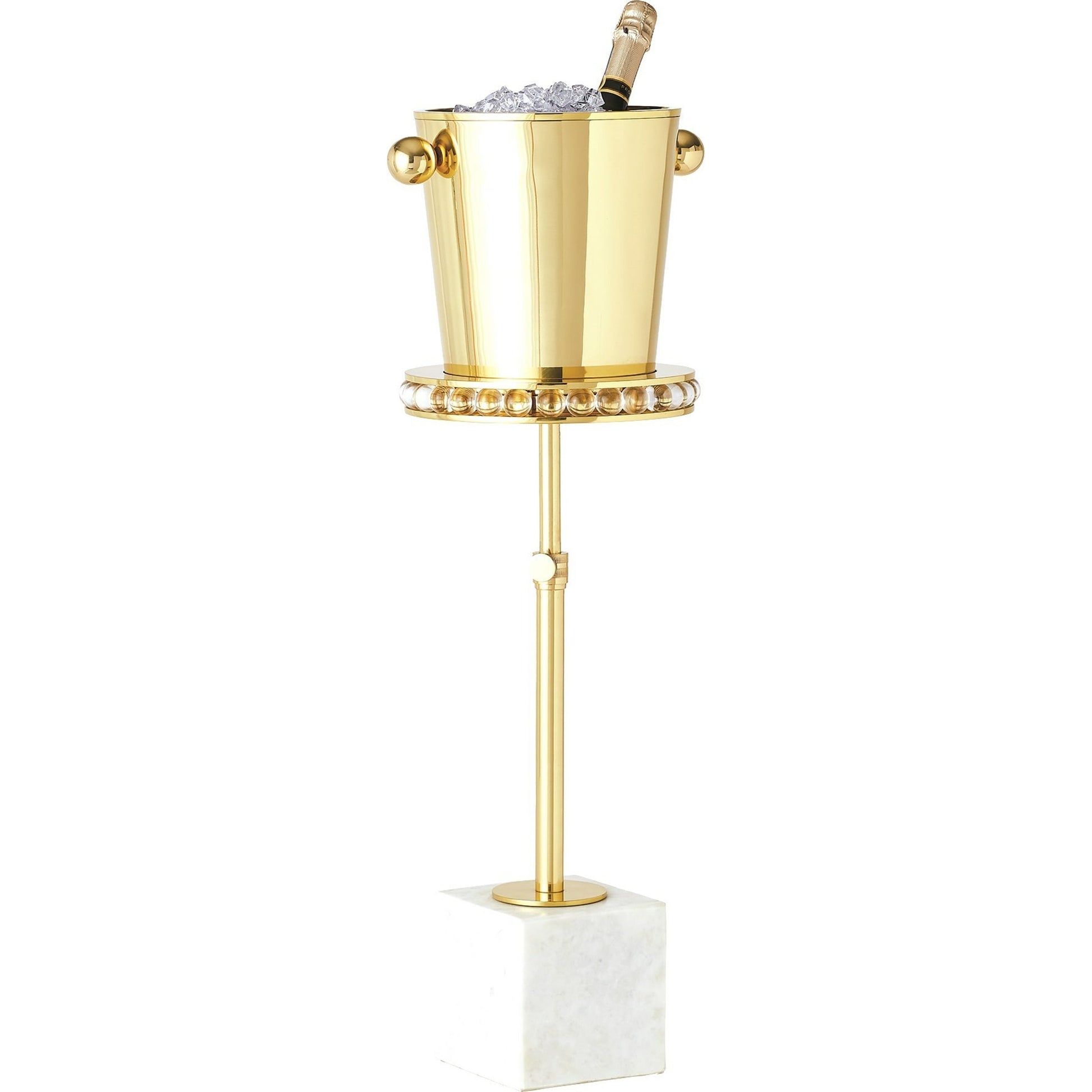 Margot Side Table by Global Views. Made from brass, marble, acrylic in a transitional style.