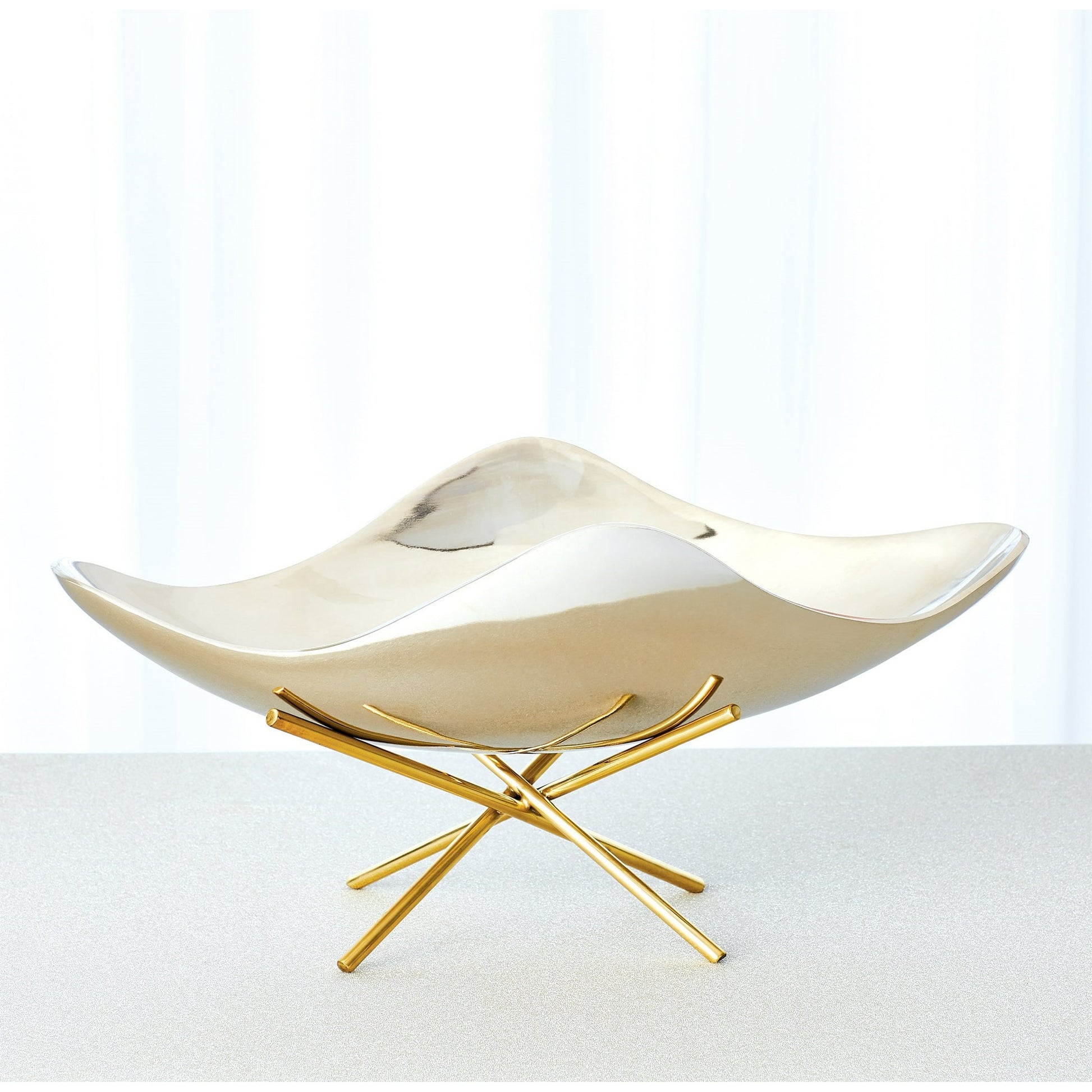 Thistle Decorative Bowl with Brass Stand by Global Views. Made from aluminum, brass in a modern style.