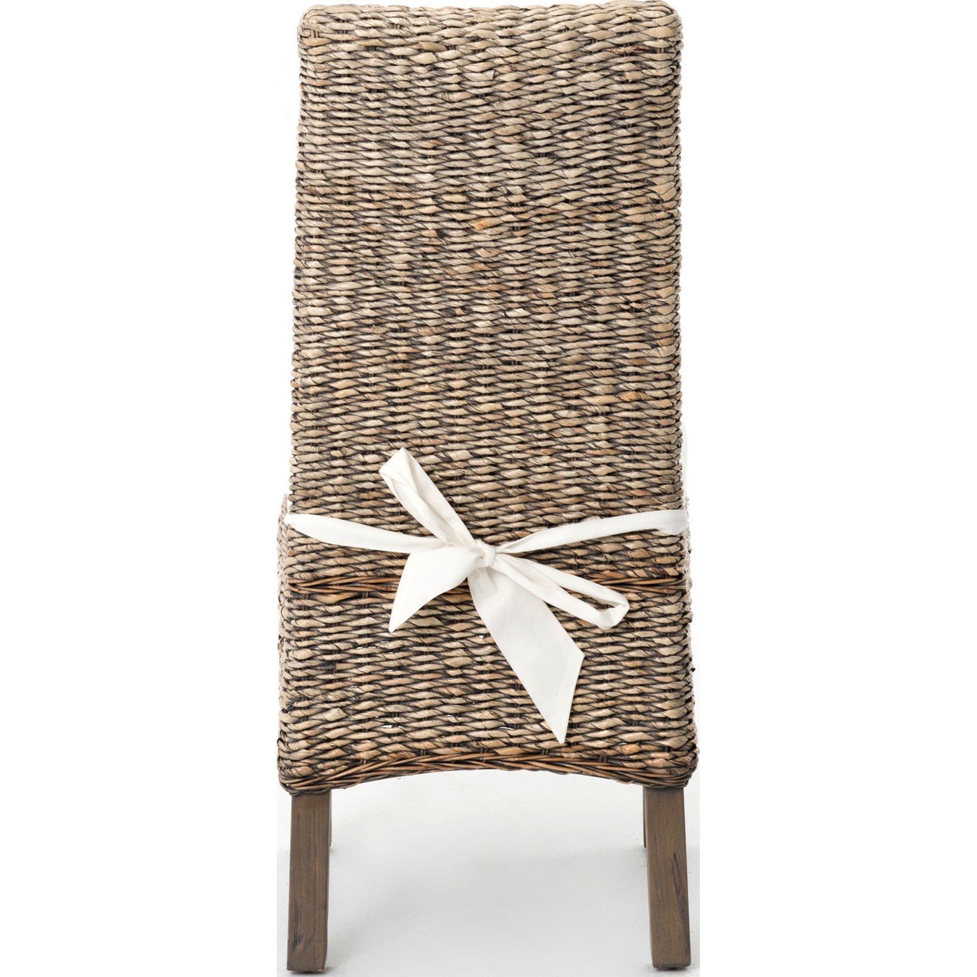 Banana Leaf Chair by Four Hands in gray, cream and gray wash. Made from 50% cotton, 50% polyester, solid mahogany, banana leaf in a cottage & farmhouse style.