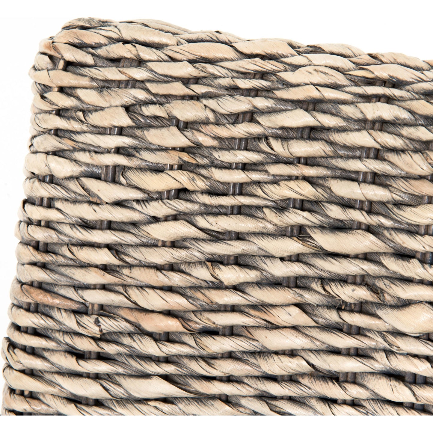 008 S-258280 | Closeup | Banana Leaf Chair by Four Hands in gray, cream and gray wash. Made from 50% cotton, 50% polyester, solid mahogany, banana leaf in a cottage & farmhouse style.