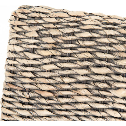 Banana Leaf Chair by Four Hands in gray, cream and gray wash. Made from 50% cotton, 50% polyester, solid mahogany, banana leaf in a cottage & farmhouse style.