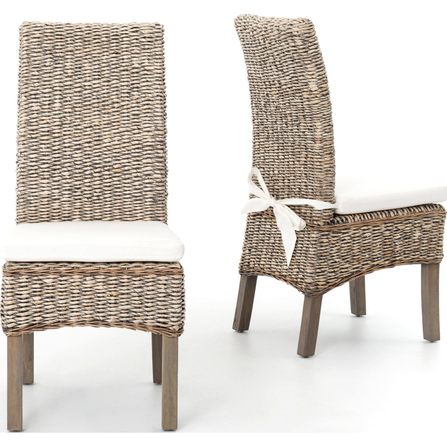 004 S-258280 | Additional Silo | Banana Leaf Chair by Four Hands in gray, cream and gray wash. Made from 50% cotton, 50% polyester, solid mahogany, banana leaf in a cottage & farmhouse style.